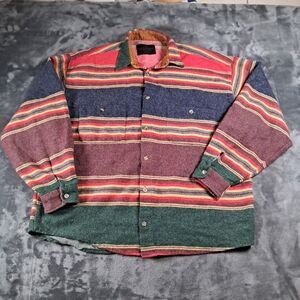 Vtg Sportex Wool Aztec Southwestern Stripe Shirt Women's L